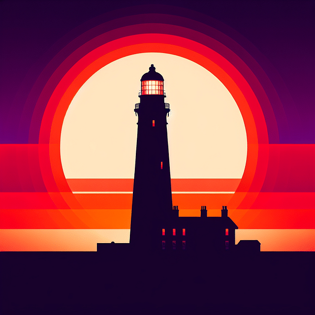 sunset silhouette of Mersey Bluff Lighthouse