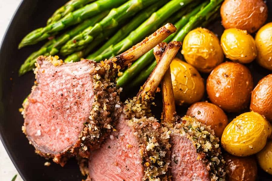 Herb-Crusted Lamb Rack Pacific's Edge Kitchen