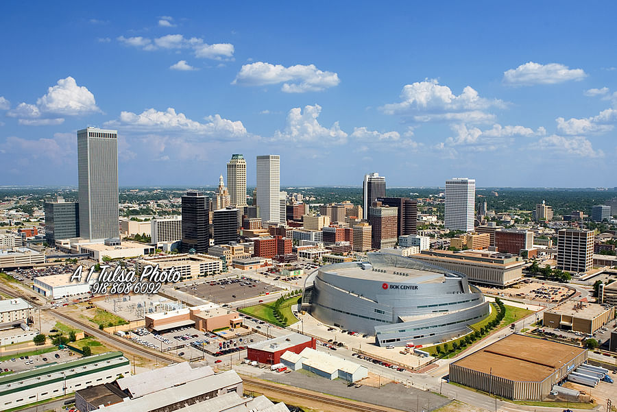 Aerial view of Tulsa cityscape