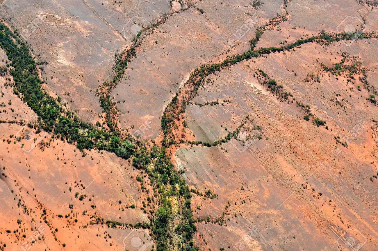Aerial view of Alice Springs red desert landscape