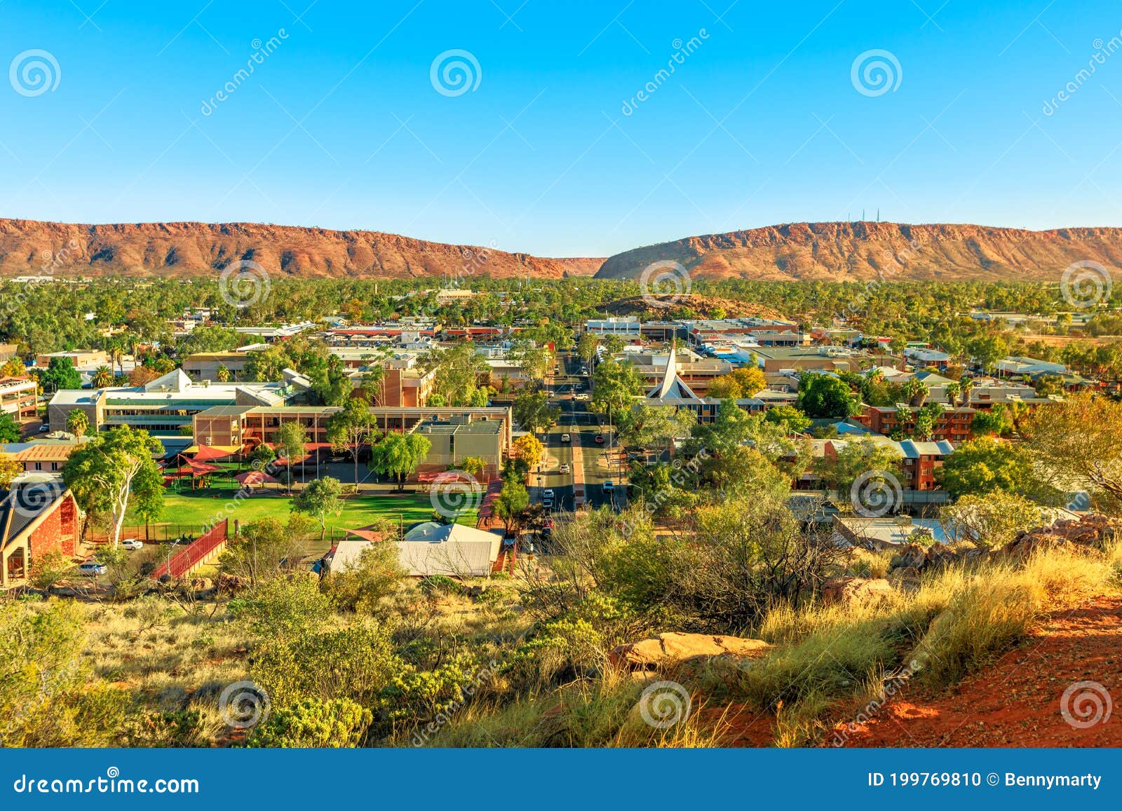 Aerial view of Alice Springs, Australia showing its size and layout